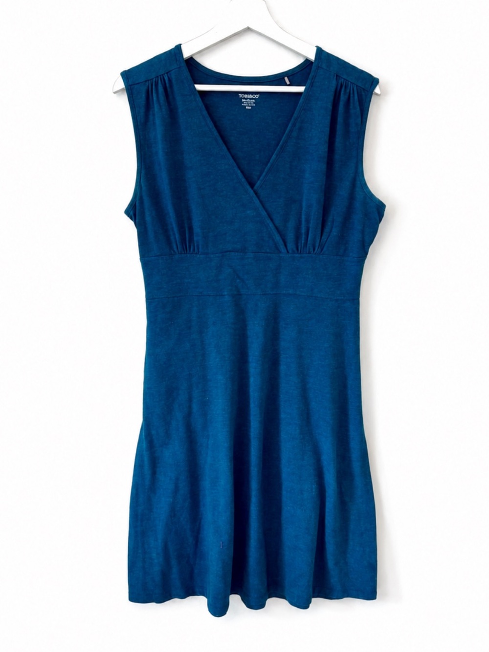 Toad&Co Teal Sleeveless V-Neck Tank Midi Dress Size M Organic Cotton